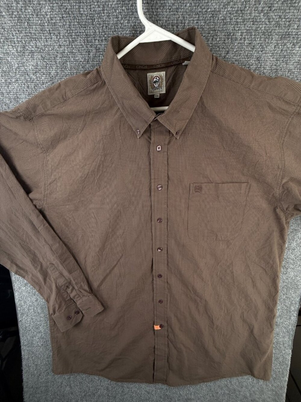 Cinch Button Up Shirt Men Long Sleeve Cotton 2XL Brown Glen Plaid Western Adult